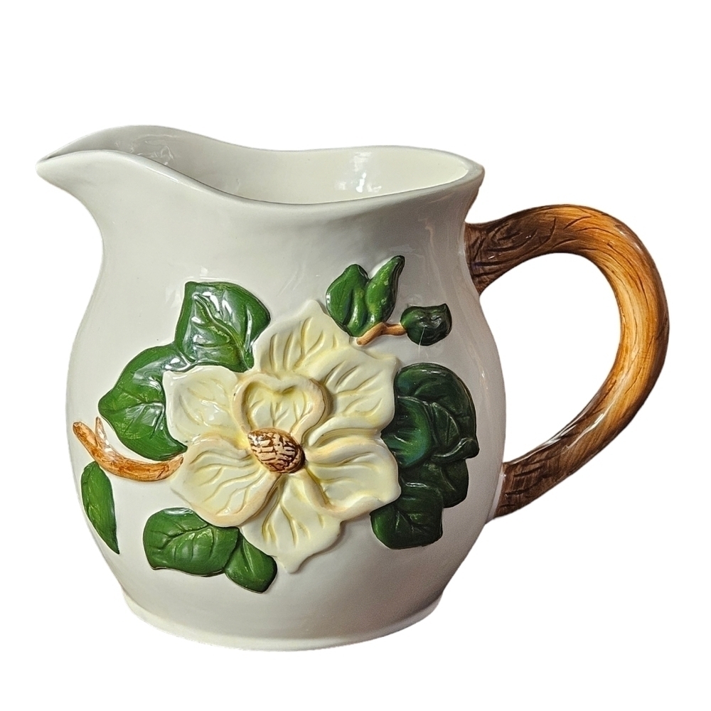 Vintage 1995 magnolia blossom pitcher/vase.